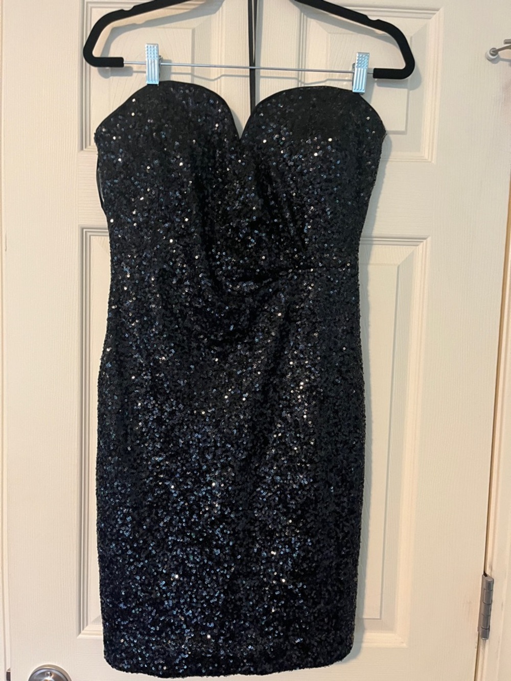 Donna Karan New York  Black Strapless Sequin Mini Cocktail Dress NWT!!!